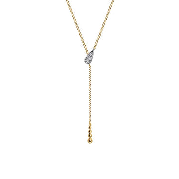 GABRIEL & CO- 14K White Yellow Gold Bujukan and Diamond Y Necklace